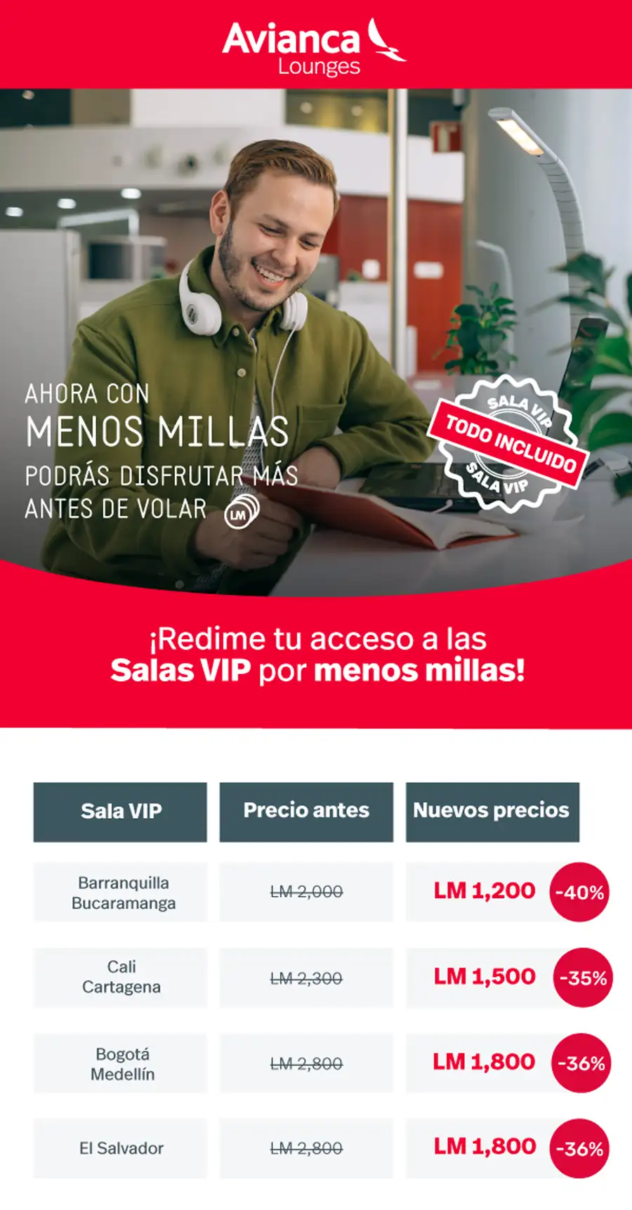 LifeMiles - ¡Redime tu acceso a las Salas VIP por menos millas!