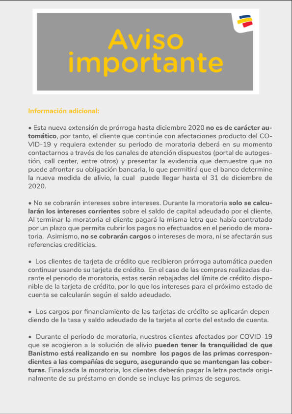 Banistmo anuncia la extensión de moratoria hasta diciembre 2020-2